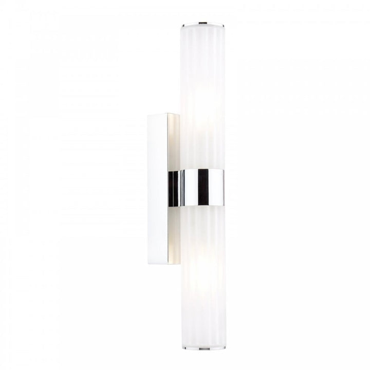 Dar LAR0950 Lars 2 Light Bathroom Wall Light Polished Chrome and White Frosted Acrylic IP44