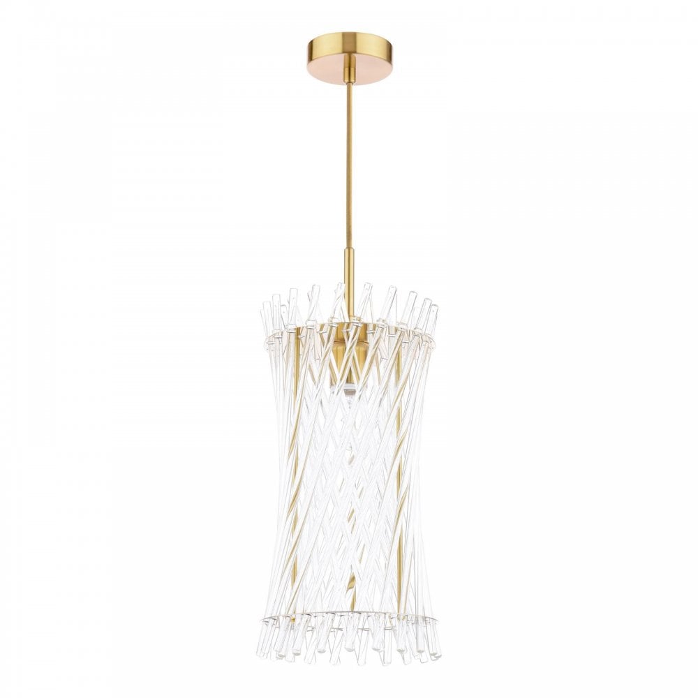 Dar LOI0135 Loire Pendant Natural Brass and Glass