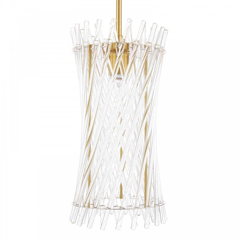 Dar LOI0135 Loire Pendant Natural Brass and Glass