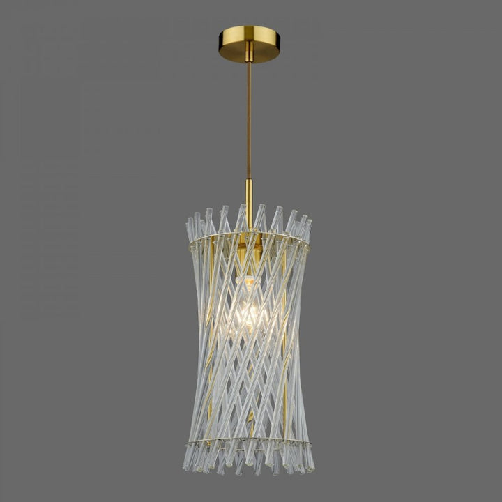 Dar LOI0135 Loire Pendant Natural Brass and Glass