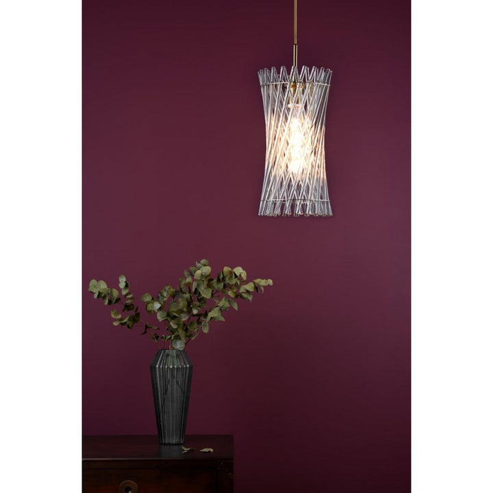 Dar LOI0135 Loire Pendant Natural Brass and Glass
