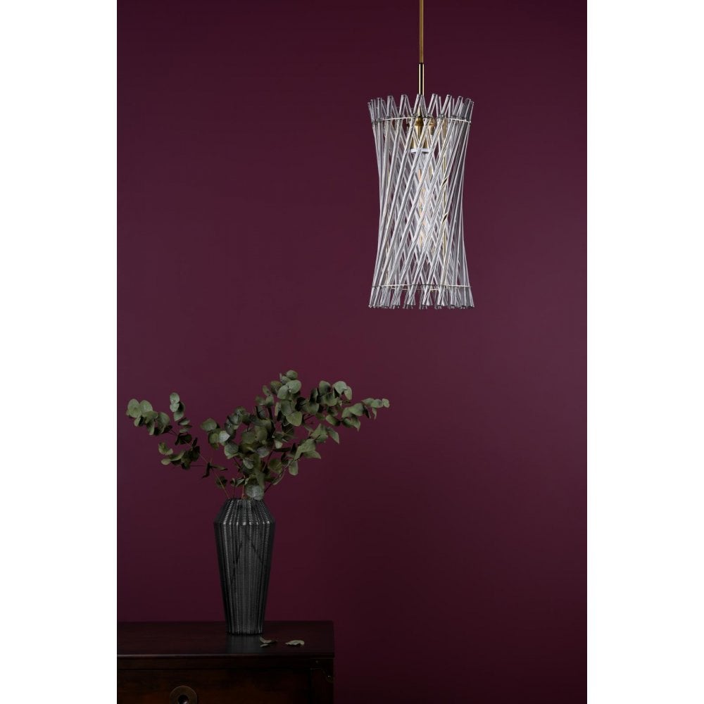 Dar LOI0135 Loire Pendant Natural Brass and Glass
