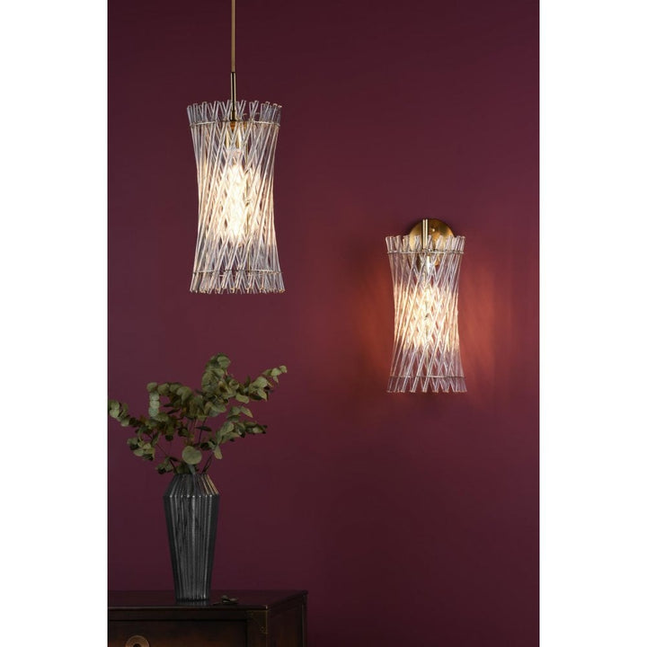 Dar LOI0135 Loire Pendant Natural Brass and Glass