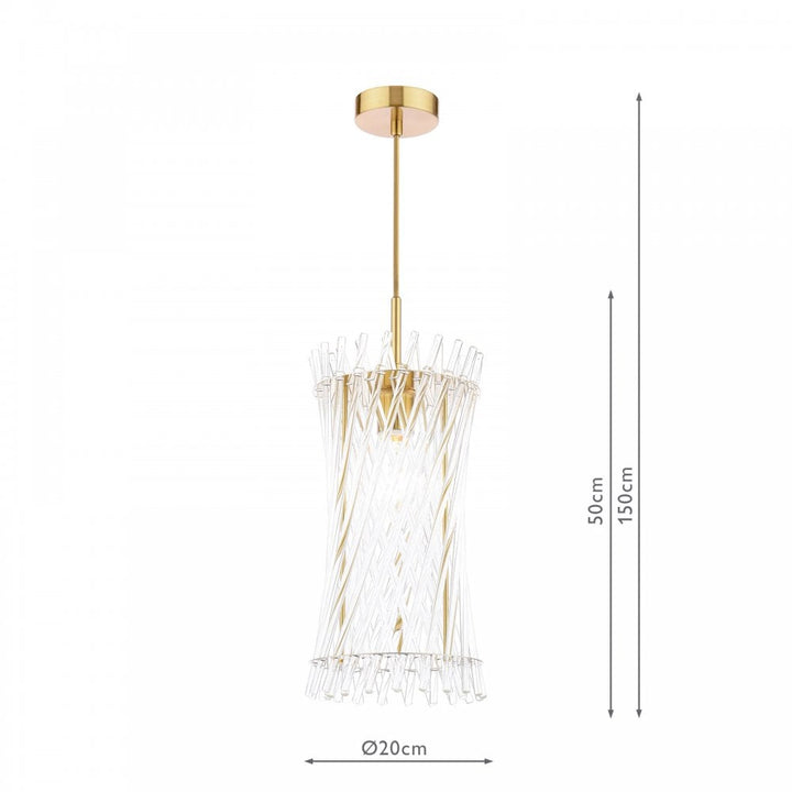 Dar LOI0135 Loire Pendant Natural Brass and Glass
