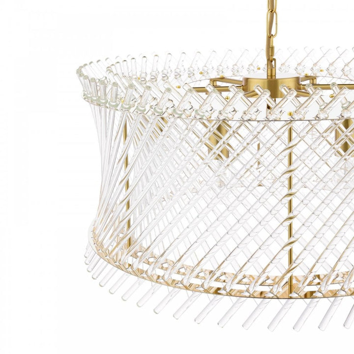 Dar LOI0635 Loire 6 Light Pendant Natural Brass and Glass