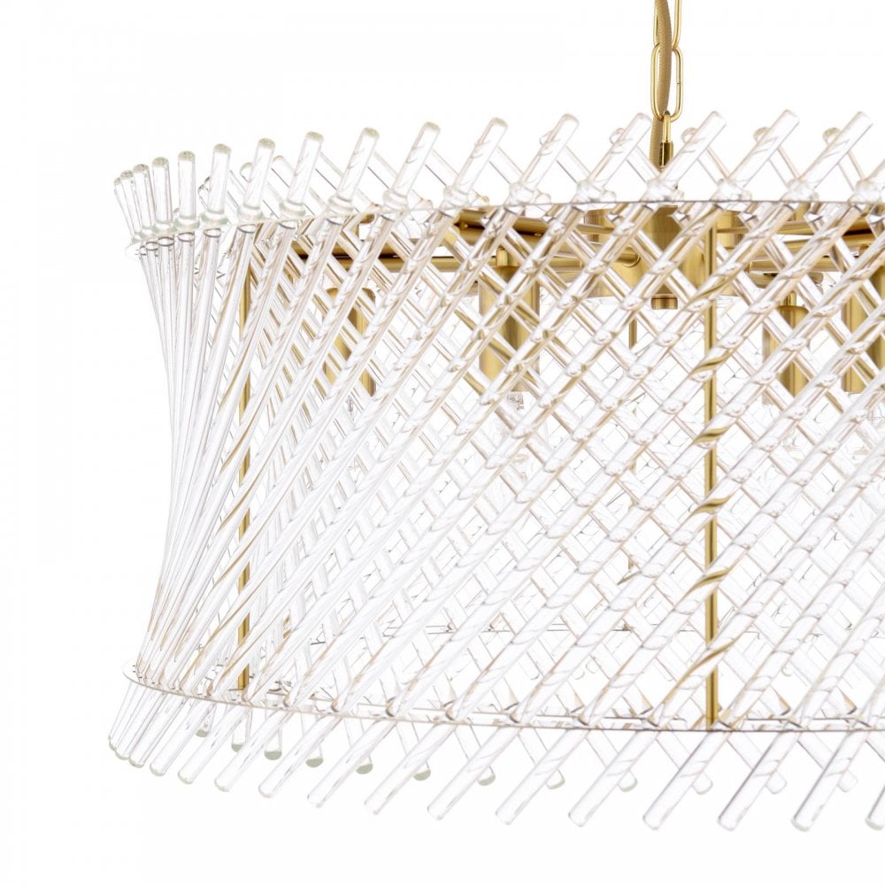 Dar LOI0635 Loire 6 Light Pendant Natural Brass and Glass