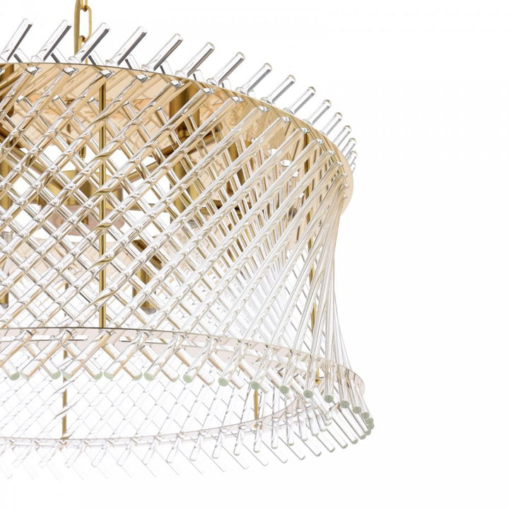 Dar LOI0635 Loire 6 Light Pendant Natural Brass and Glass