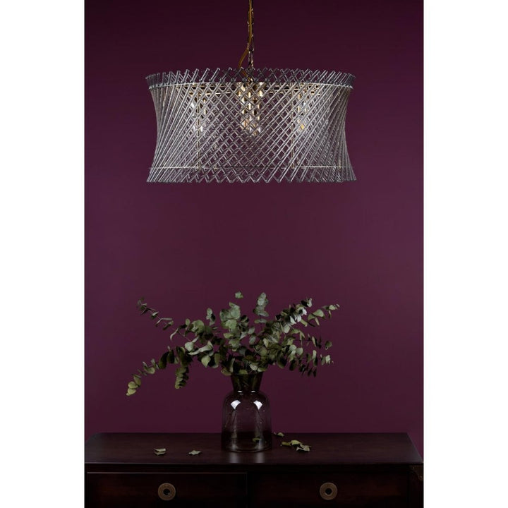 Dar LOI0635 Loire 6 Light Pendant Natural Brass and Glass