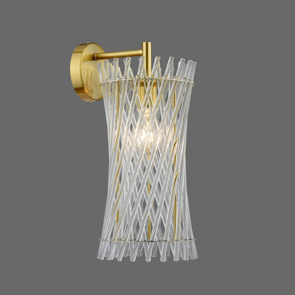 Dar LOI0735 Loire Wall Light Natural Brass and Glass