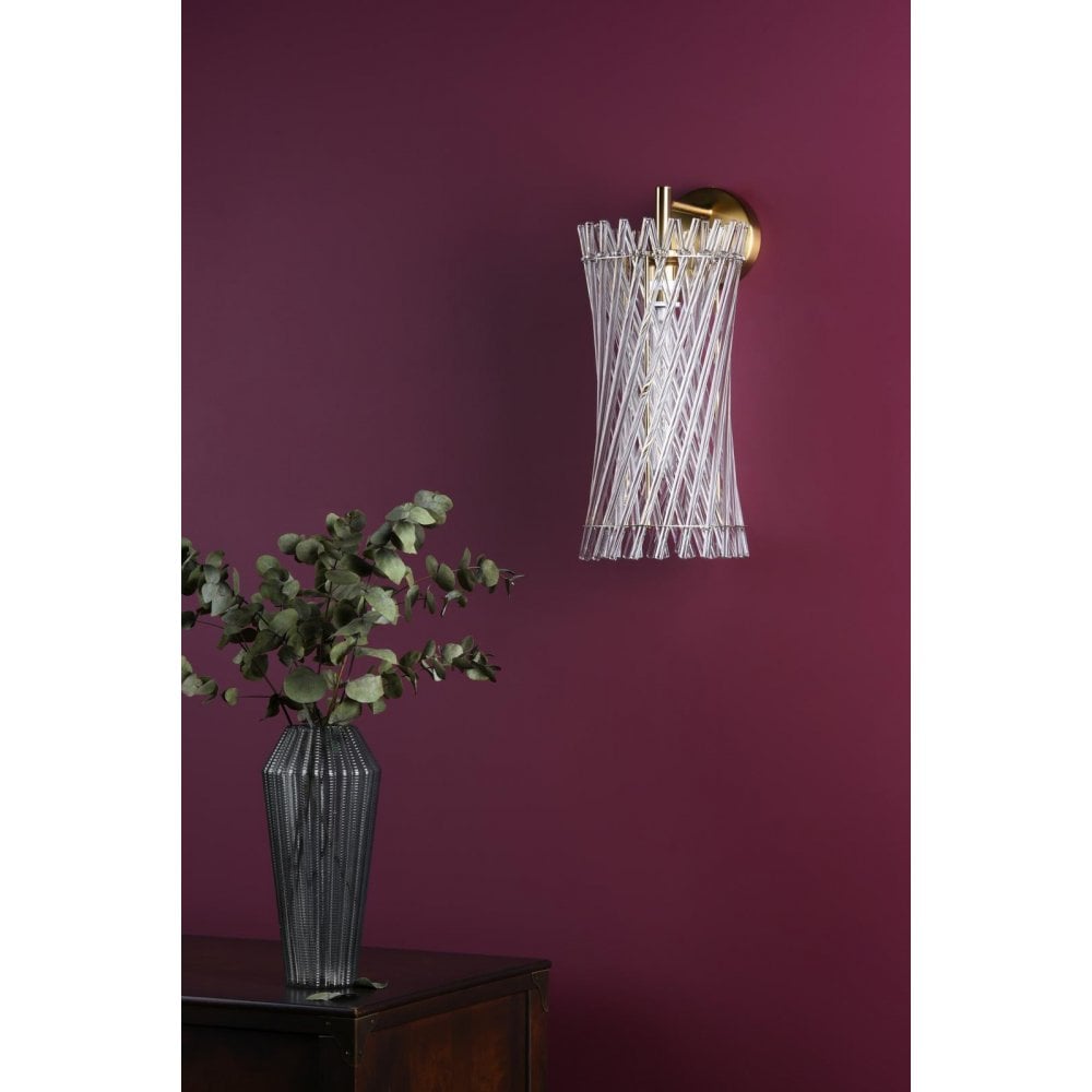 Dar LOI0735 Loire Wall Light Natural Brass and Glass
