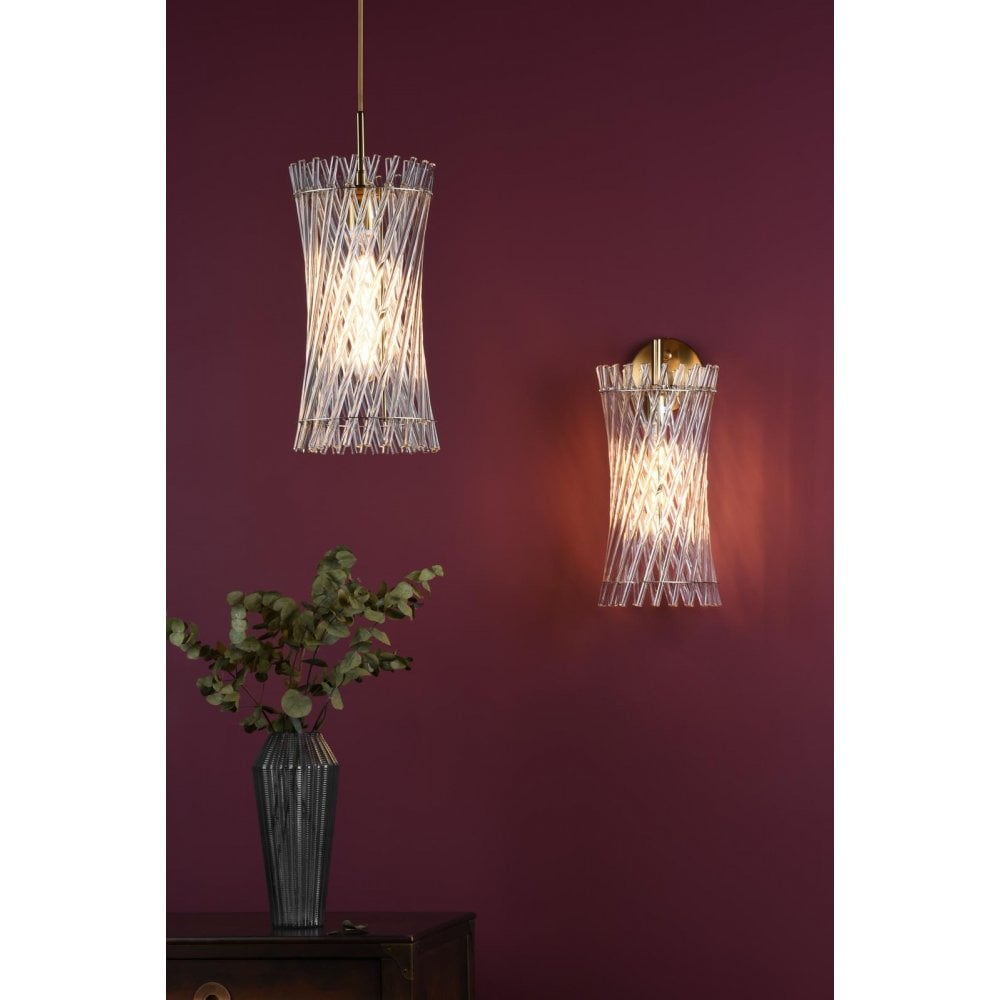 Dar LOI0735 Loire Wall Light Natural Brass and Glass