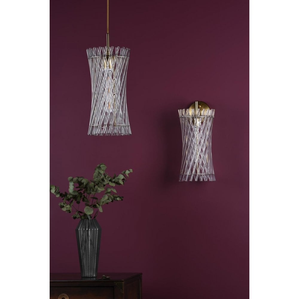Dar LOI0735 Loire Wall Light Natural Brass and Glass