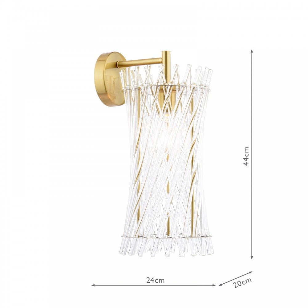 Dar LOI0735 Loire Wall Light Natural Brass and Glass