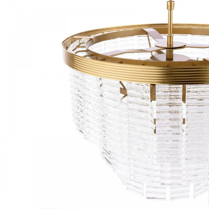 Dar MOE3435 Moesha 6 Light Pendant Natural Brass and Ribbed Glass