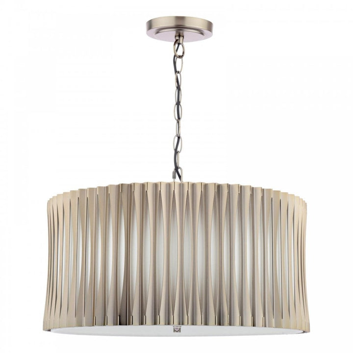 Dar NET0363 Netra 3 Light Pendant Satin Bronze and Ivory
