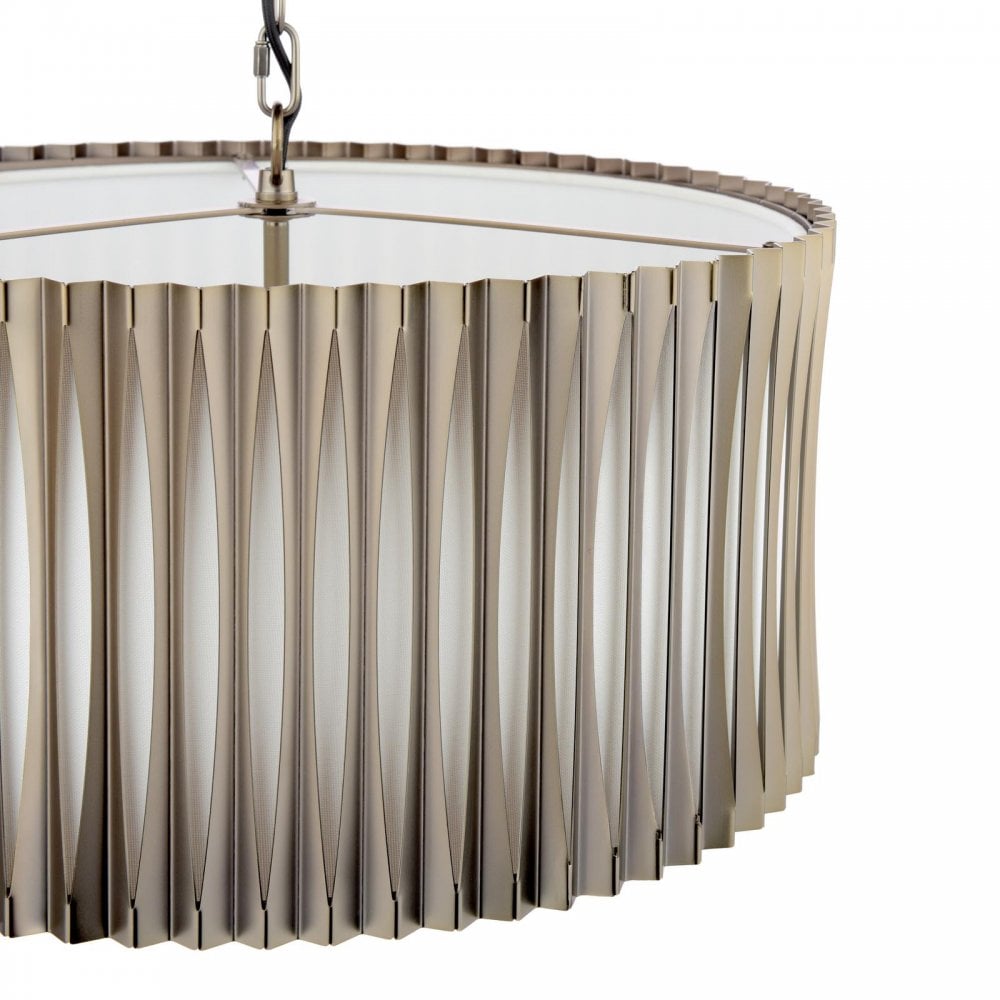 Dar NET0363 Netra 3 Light Pendant Satin Bronze and Ivory