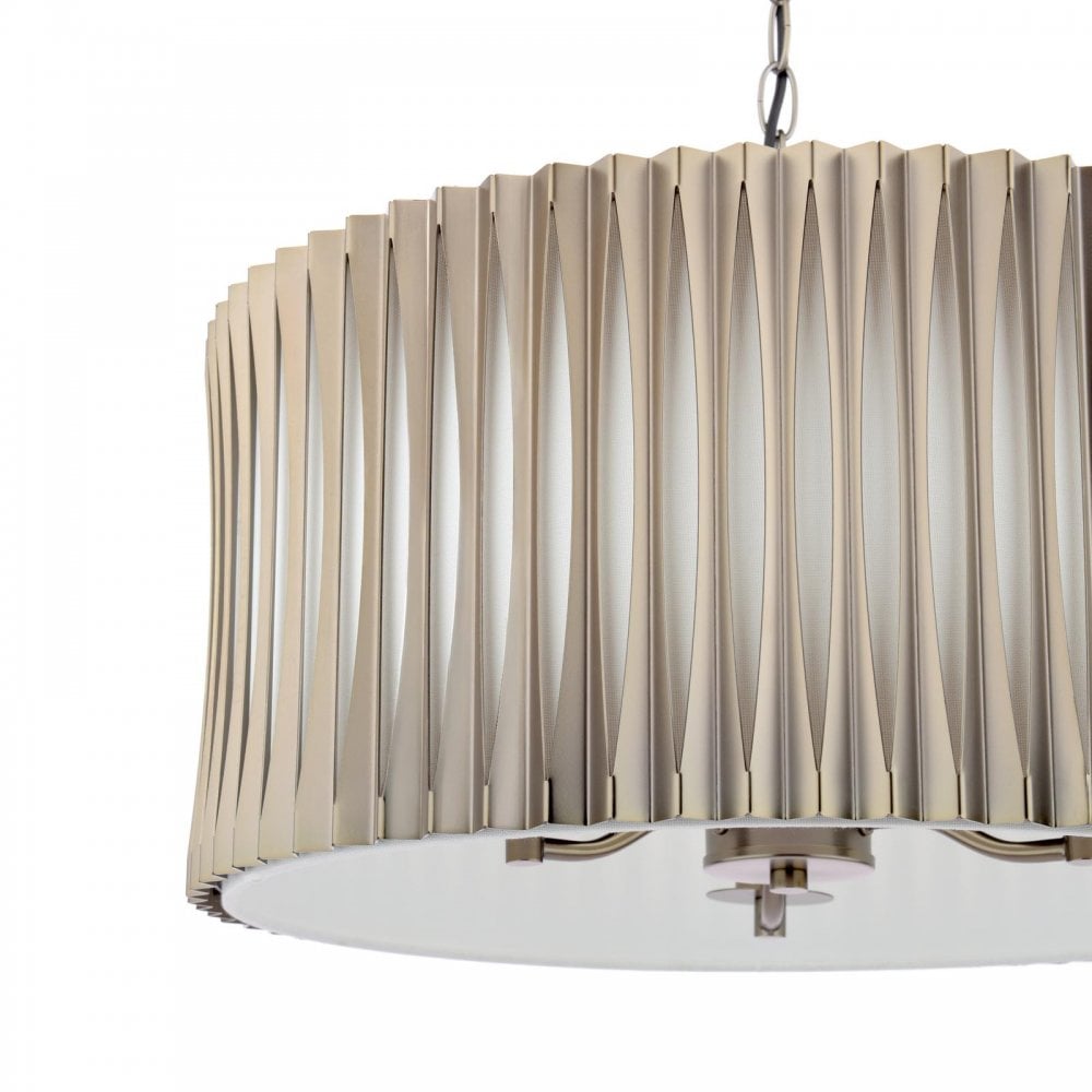 Dar NET0363 Netra 3 Light Pendant Satin Bronze and Ivory