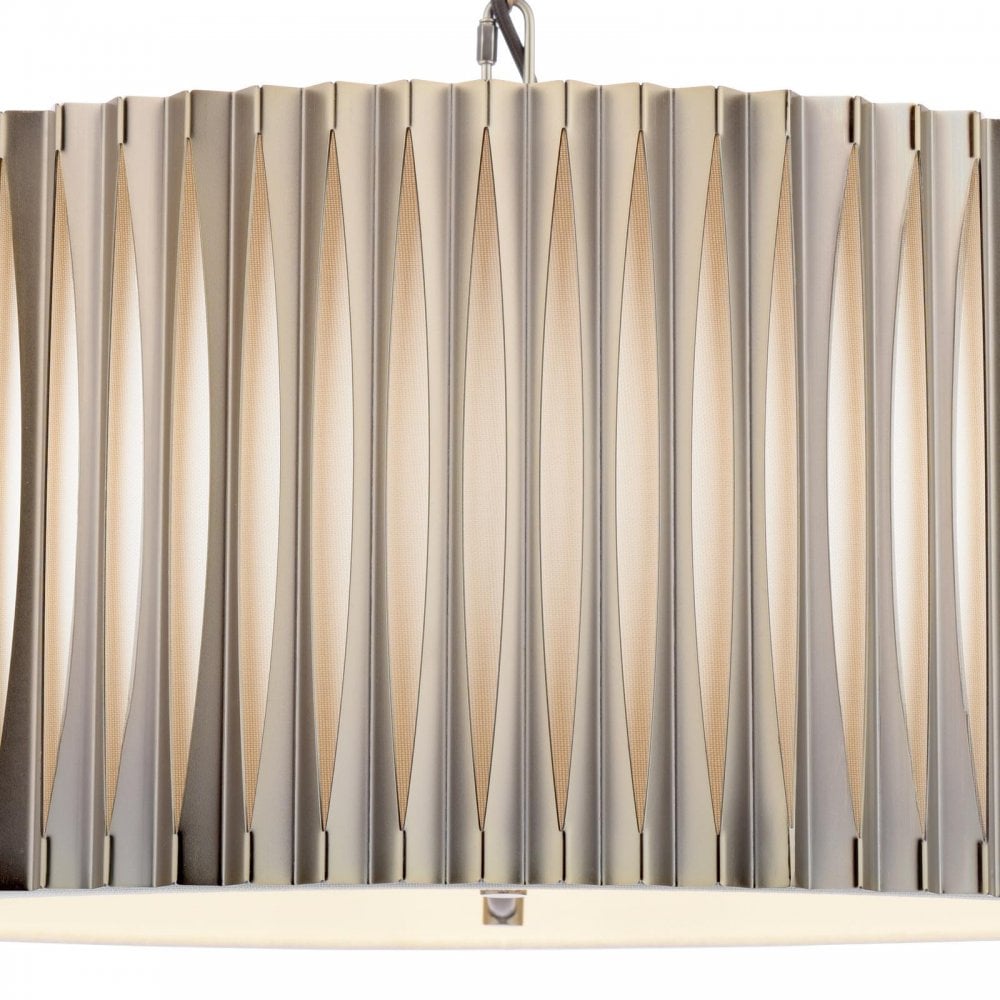 Dar NET0363 Netra 3 Light Pendant Satin Bronze and Ivory