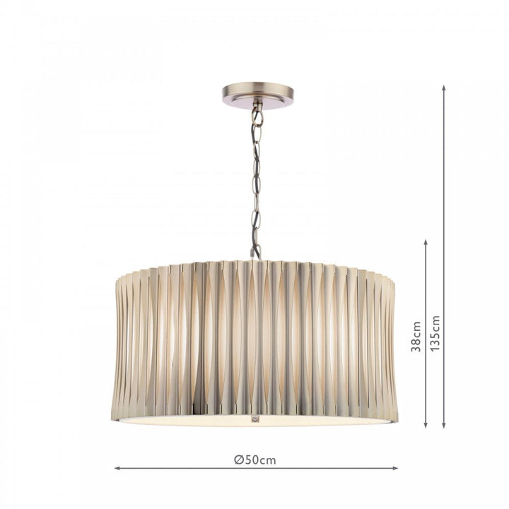 Dar NET0363 Netra 3 Light Pendant Satin Bronze and Ivory