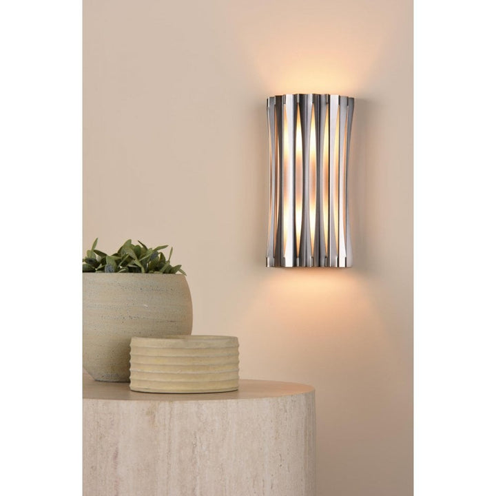 Dar NET0963 Netra 2 Light Wall Light Satin Bronze and Ivory