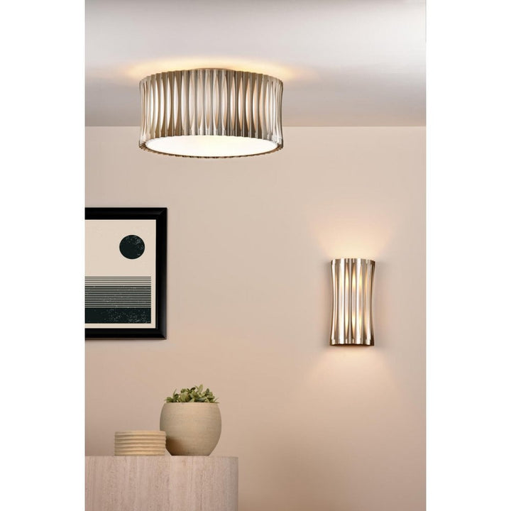 Dar NET0963 Netra 2 Light Wall Light Satin Bronze and Ivory