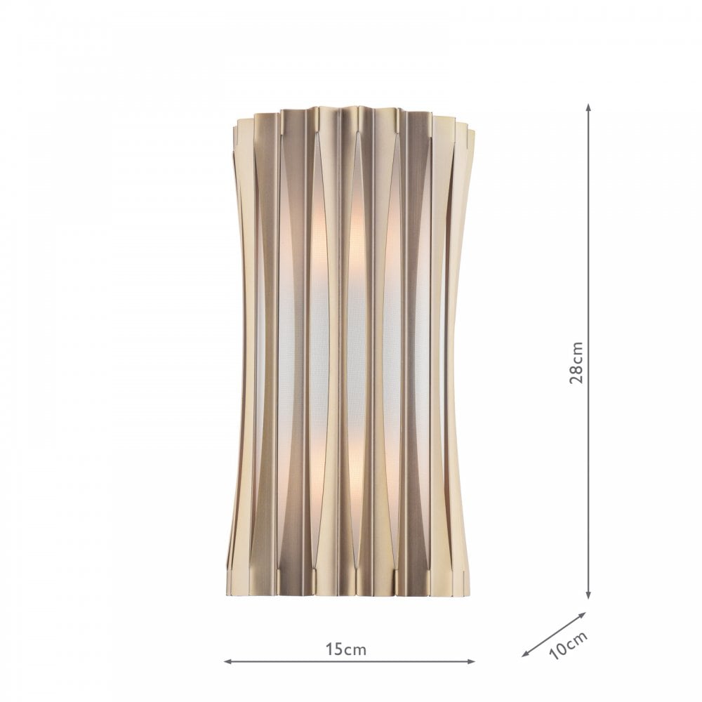 Dar NET0963 Netra 2 Light Wall Light Satin Bronze and Ivory