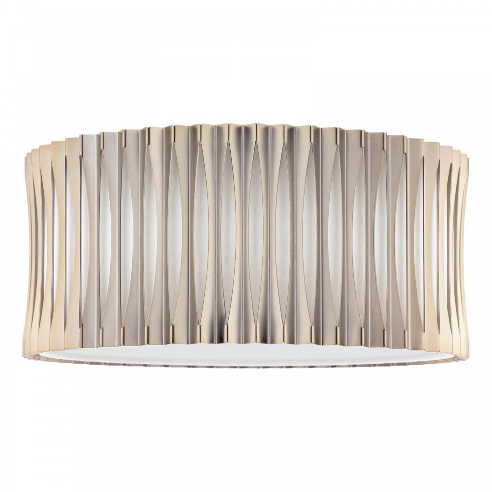 Dar NET5363 Netra 3 Light Flush Satin Bronze and Ivory