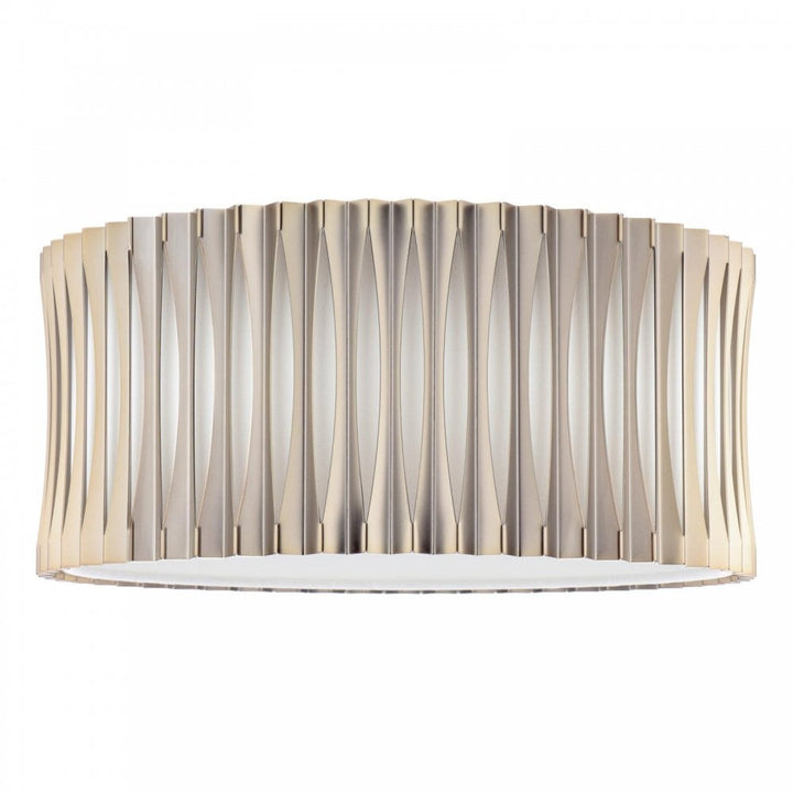 Dar NET5363 Netra 3 Light Flush Satin Bronze and Ivory