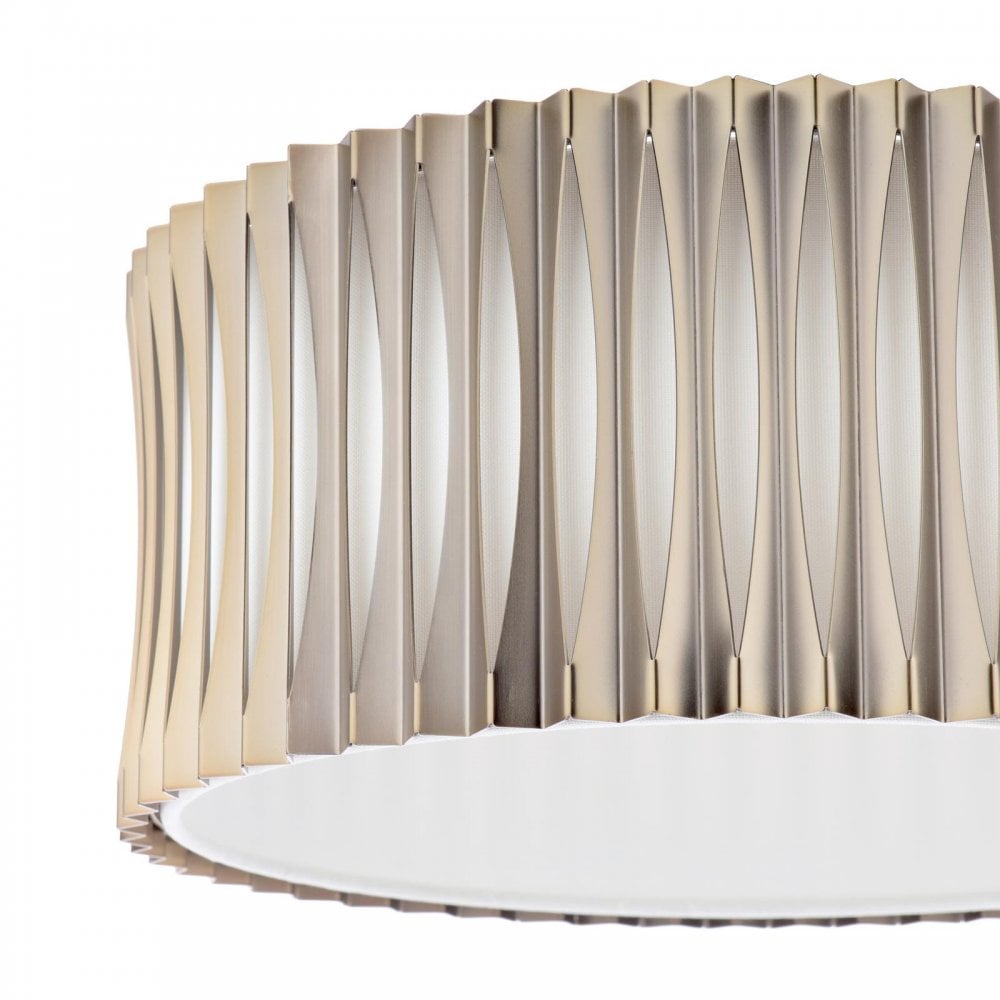 Dar NET5363 Netra 3 Light Flush Satin Bronze and Ivory