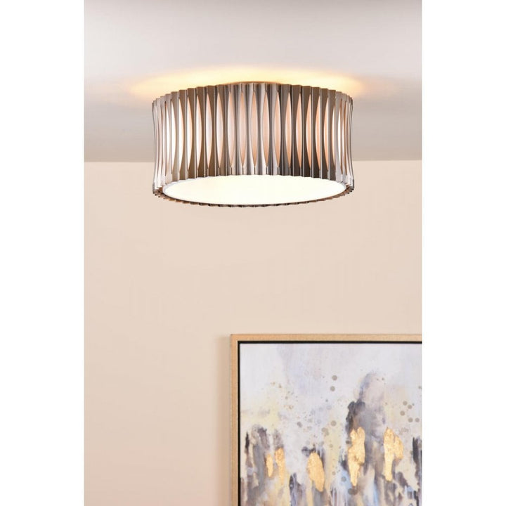 Dar NET5363 Netra 3 Light Flush Satin Bronze and Ivory