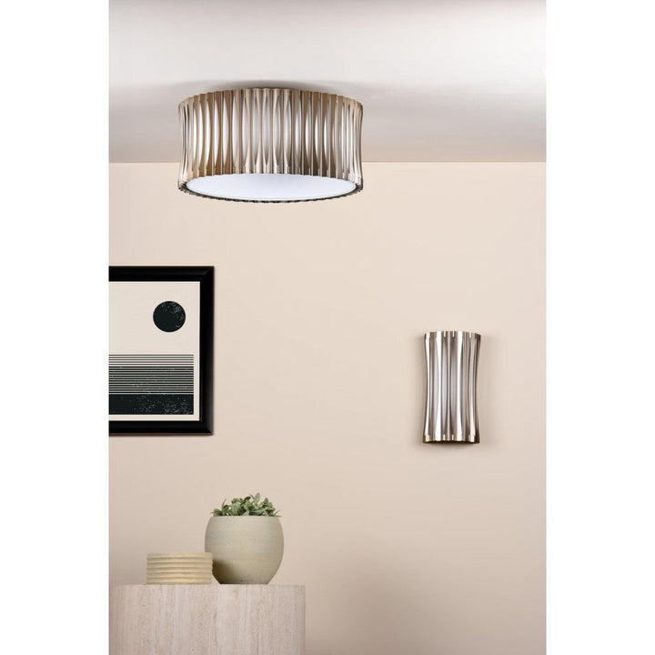 Dar NET5363 Netra 3 Light Flush Satin Bronze and Ivory