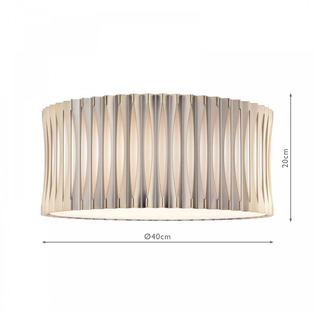 Dar NET5363 Netra 3 Light Flush Satin Bronze and Ivory