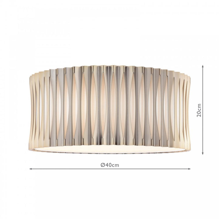 Dar NET5363 Netra 3 Light Flush Satin Bronze and Ivory