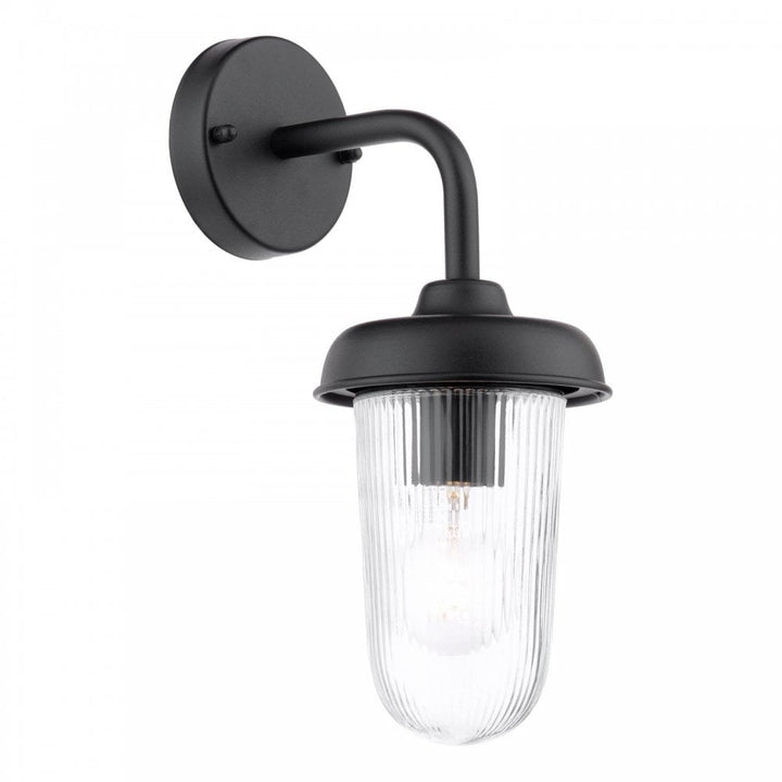 Dar Wisebuys ACO1522 Acotas Outdoor Wall Light Matt Black and Ribbed Glass IP44