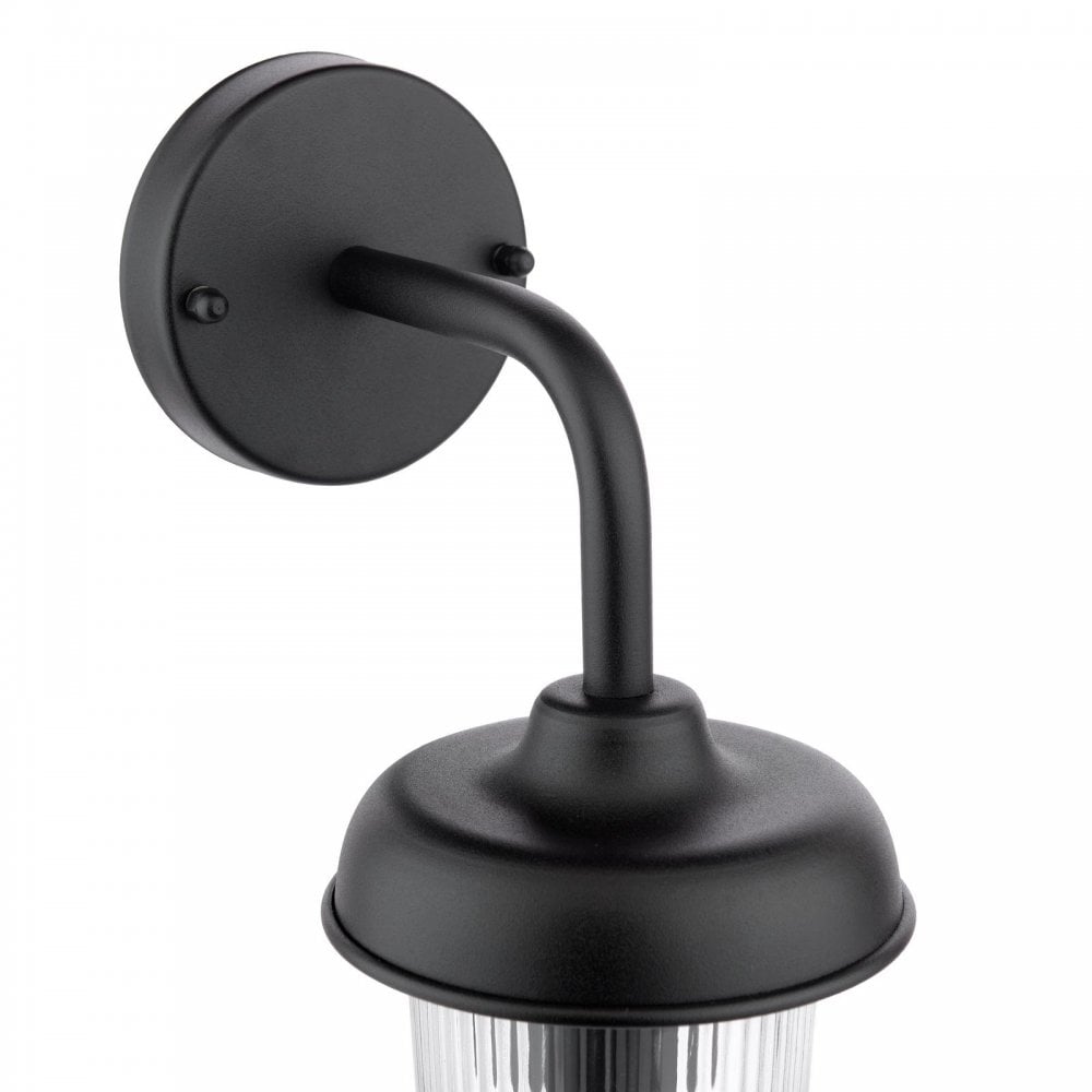 Dar Wisebuys ACO1522 Acotas Outdoor Wall Light Matt Black and Ribbed Glass IP44