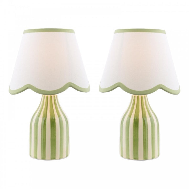 Dar Wisebuys AIM4124 Aimee Twin Pack Table Lamp Green Ceramic With Shade