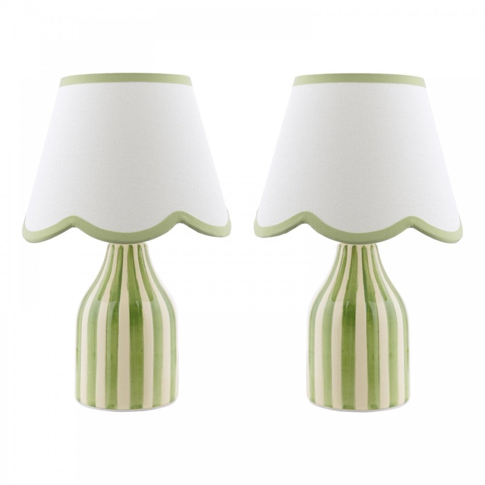Dar Wisebuys AIM4124 Aimee Twin Pack Table Lamp Green Ceramic With Shade