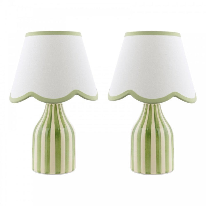 Dar Wisebuys AIM4124 Aimee Twin Pack Table Lamp Green Ceramic With Shade