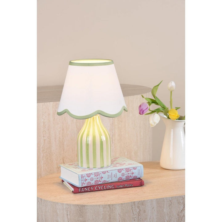 Dar Wisebuys AIM4124 Aimee Twin Pack Table Lamp Green Ceramic With Shade