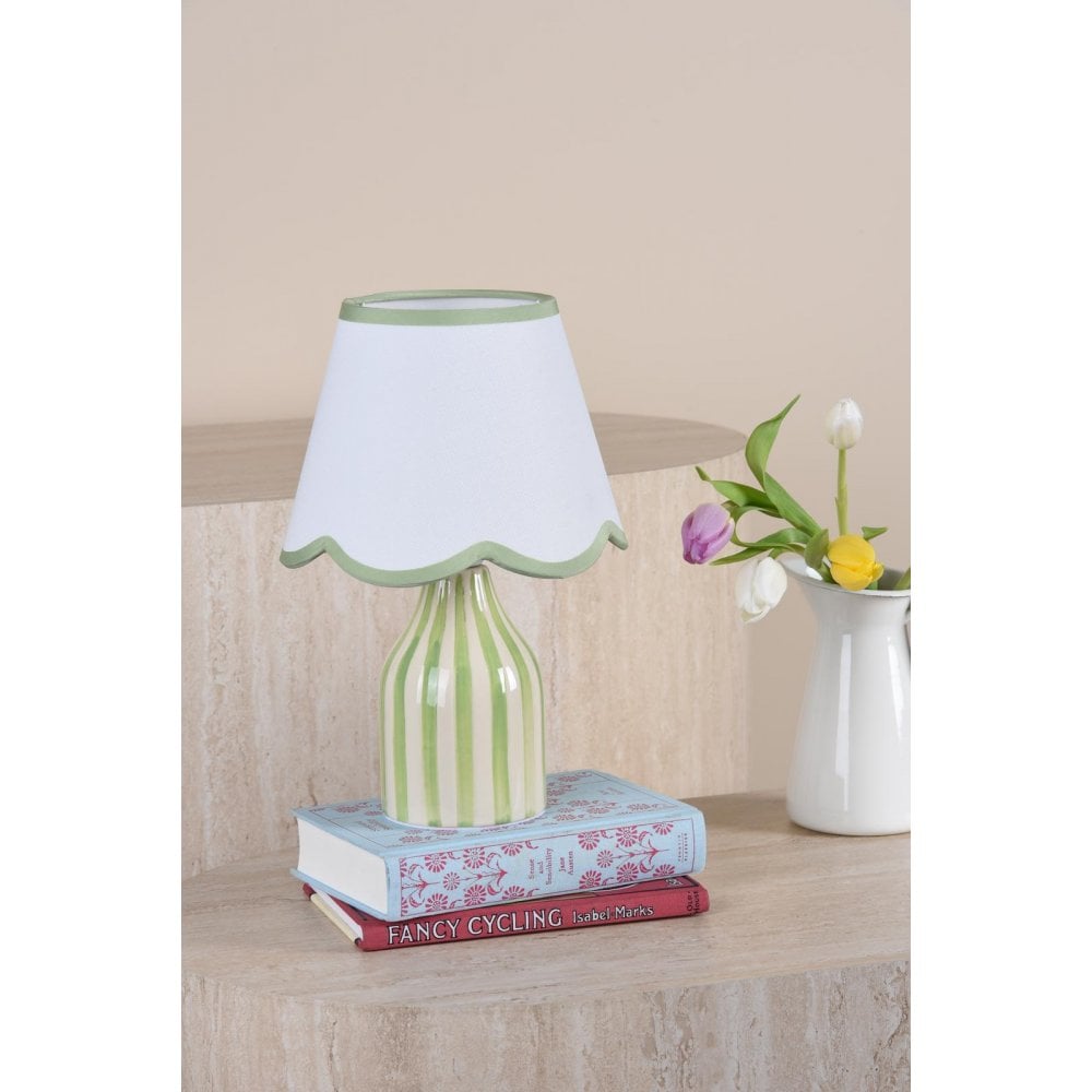 Dar Wisebuys AIM4124 Aimee Twin Pack Table Lamp Green Ceramic With Shade