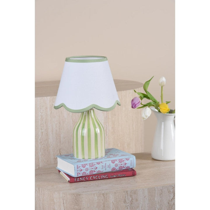 Dar Wisebuys AIM4124 Aimee Twin Pack Table Lamp Green Ceramic With Shade