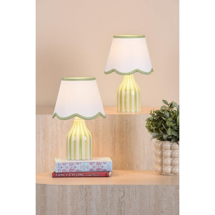 Dar Wisebuys AIM4124 Aimee Twin Pack Table Lamp Green Ceramic With Shade