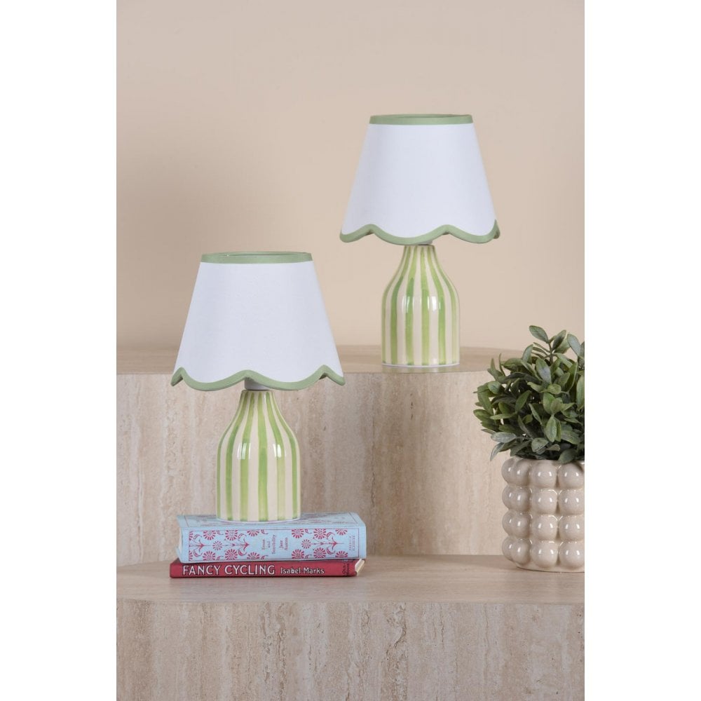 Dar Wisebuys AIM4124 Aimee Twin Pack Table Lamp Green Ceramic With Shade