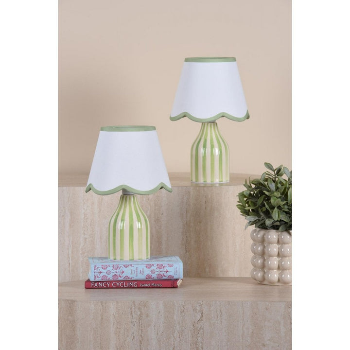 Dar Wisebuys AIM4124 Aimee Twin Pack Table Lamp Green Ceramic With Shade