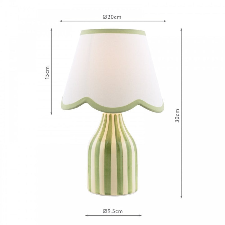 Dar Wisebuys AIM4124 Aimee Twin Pack Table Lamp Green Ceramic With Shade