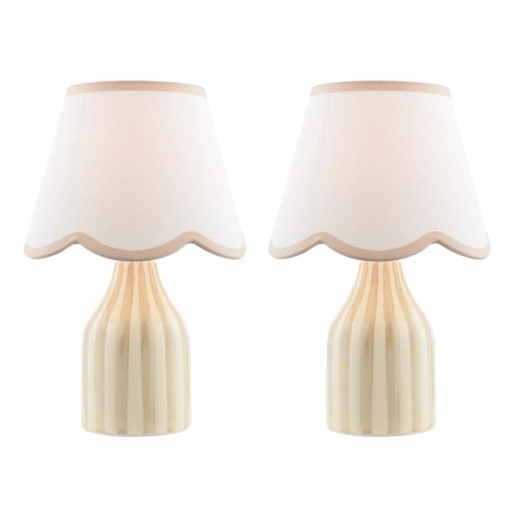 Dar Wisebuys AIM4129 Aimee Twin Pack Table Lamp Taupe Ceramic With Shade