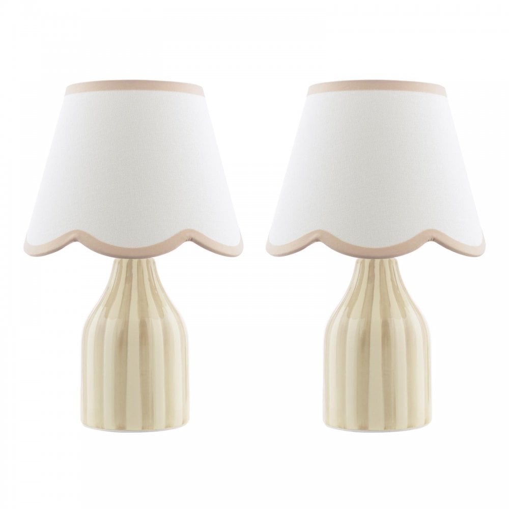 Dar Wisebuys AIM4129 Aimee Twin Pack Table Lamp Taupe Ceramic With Shade
