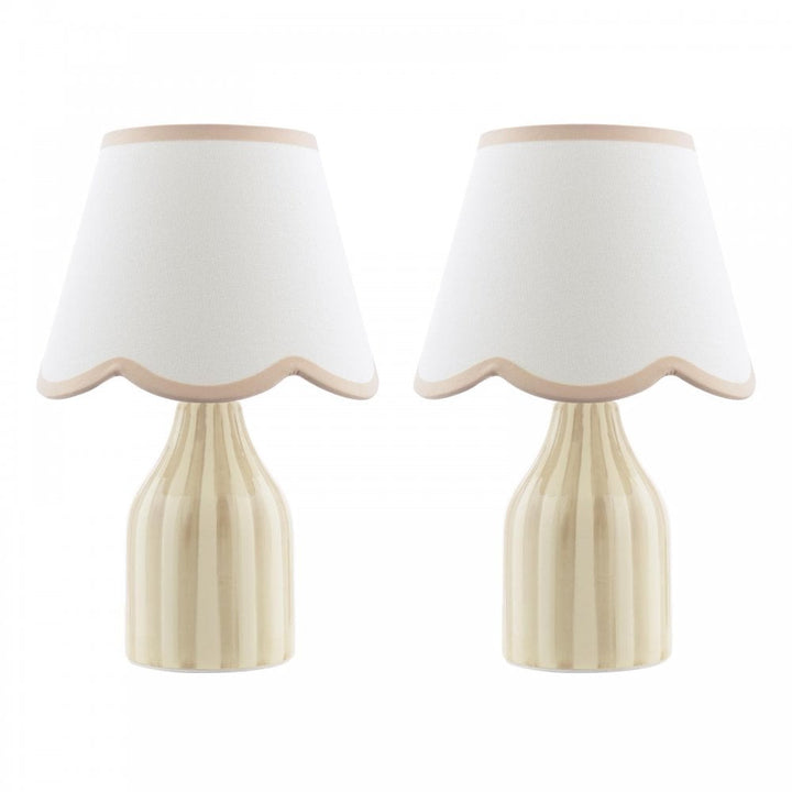 Dar Wisebuys AIM4129 Aimee Twin Pack Table Lamp Taupe Ceramic With Shade