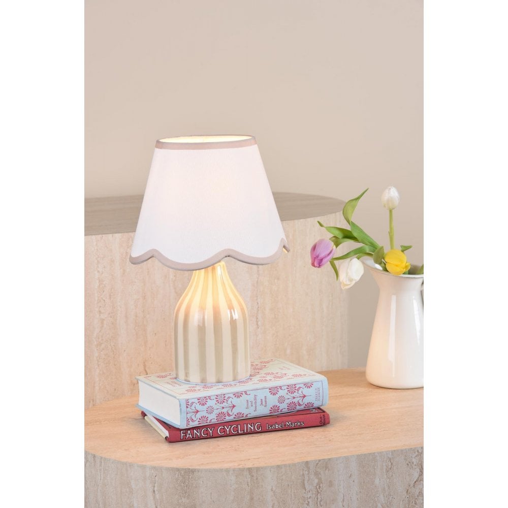 Dar Wisebuys AIM4129 Aimee Twin Pack Table Lamp Taupe Ceramic With Shade