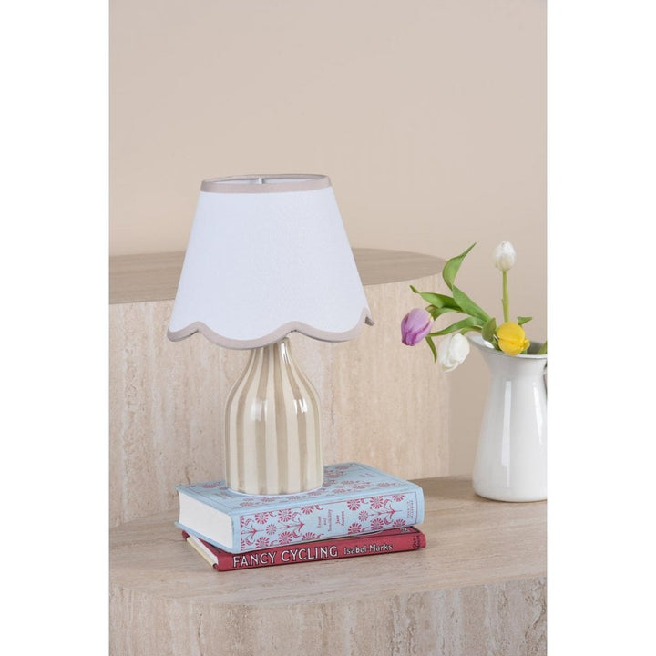 Dar Wisebuys AIM4129 Aimee Twin Pack Table Lamp Taupe Ceramic With Shade